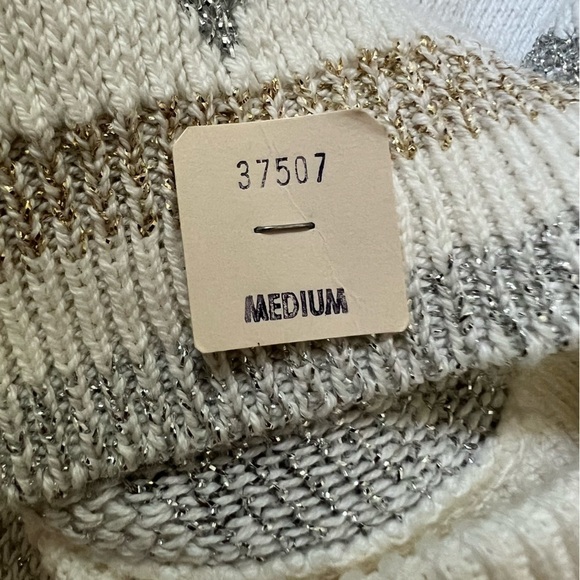 Pierre Cardin 1990s Metallic Harlequin Cardigan Sweater Medium - Picture 12 of 14
